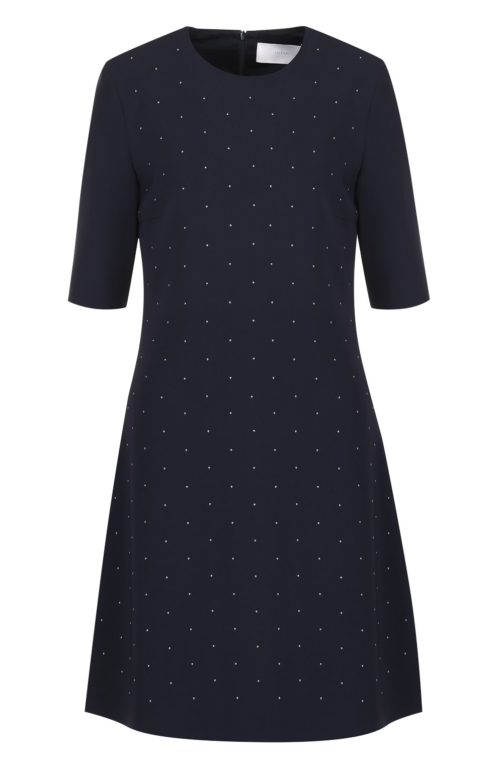 Приталенное платье-миди со стразами