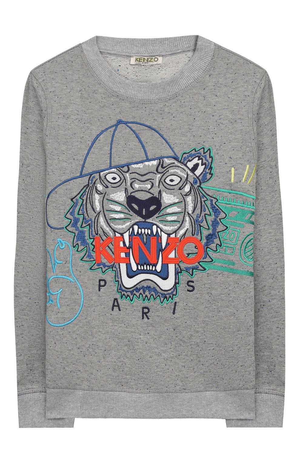 Хлопковый свитшот KENZO серого цвета по цене 11500 руб., арт. KN15658/8A-12A, фото 1 Хлопковый свитшот KENZO, арт. KN15658/8A-12A, фото 1