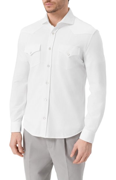 Хлопковая рубашка BRUNELLO CUCINELLI, арт. ME8546666, фото 3