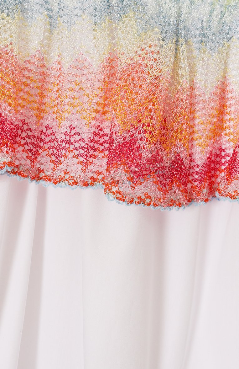 Детское хлопковый сарафан MISSONI белого цвета, арт. MW1C72/P0013/12-16 | Фото 3 (Материал подклада: Хлопок; Материал внешний: Хлопок; Автоматизация состава: Проставлено; Автоматизация ТО: Проставлено; Рукава: Без рукавов, На бретелях; Девочки Кросс-КТ: Сарафан-одежда; Ростовка одежда: 12 лет | 152 см, 13 - 15 лет | 158 см)