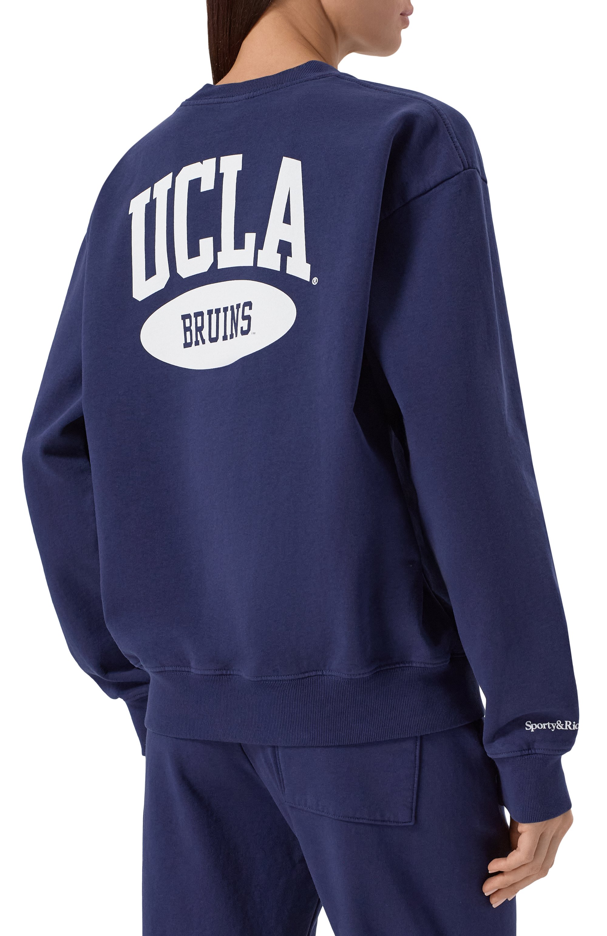 Хлопковый свитшот sporty & rich x ucla SPORTY AND RICH синего цвета по цене 25400 руб., арт. ST071615670BL106, фото 4 Хлопковый свитшот sporty & rich x ucla SPORTY AND RICH, арт. ST071615670BL106, фото 4
