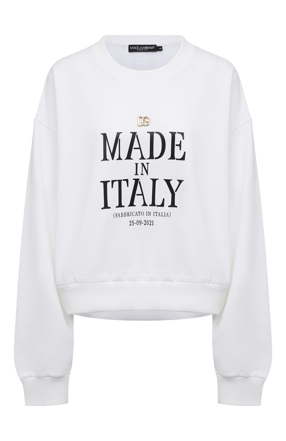 Хлопковый свитшот DOLCE & GABBANA белого цвета по цене 72750 руб., арт. F9L05Z/G7C5I, фото 1 Хлопковый свитшот DOLCE & GABBANA, арт. F9L05Z/G7C5I, фото 1