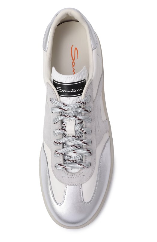 Кожаные кеды Santoni WBPG61244TITTPSX Белый  WBPG61244TITTPSX Фото 6