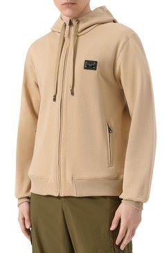 Мужской хлопковая толстовка DOLCE & GABBANA бежевого цвета, арт. G9ABIT/G7F2G | Фото 3 (Рукава: Длинные; Драгоценные камни: Проставлено; Длина (для топов): Стандартные; Материал сплава: Проставлено; Материал внешний: Хлопок; Стили: Кэжуэл; Мужское Кросс-КТ: Толстовка-одежда)