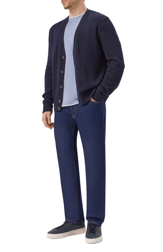 Футболка из хлопка и льна Brunello Cucinelli MW8357427 Голубой  MW8357427 Фото 2