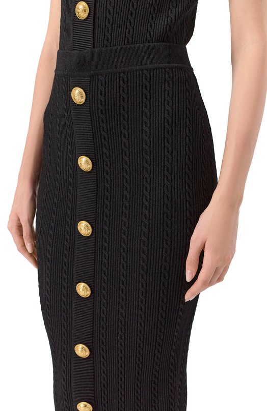 Юбка из вискозы Balmain FF1LD066/KI50 Чёрный  FF1LD066/KI50 Фото 5