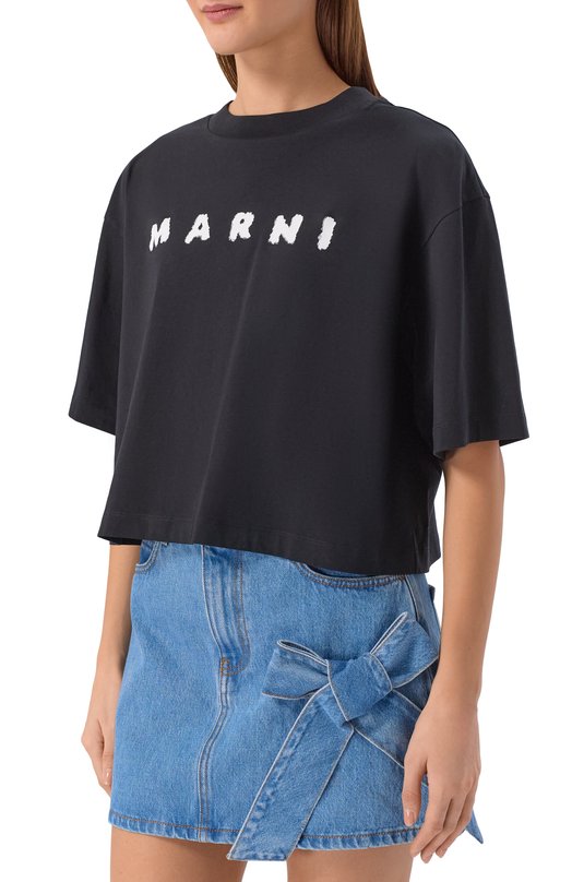 Хлопковая футболка Marni THJE0333P5/USCX42 Чёрный  THJE0333P5/USCX42 Фото 3