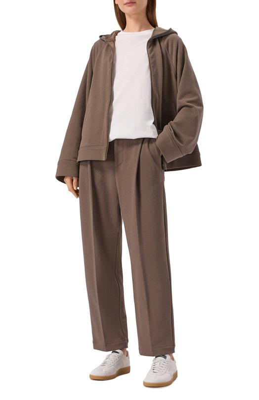 Хлопковые брюки Brunello Cucinelli MN05NSP799 Коричневый  MN05NSP799 Фото 2