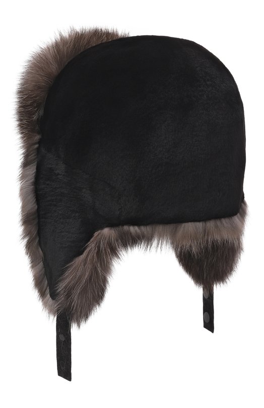 Меховая шапка-ушанка из норки и соболя MVST MH-03 SABLE FARM SIL 6/7 +MINK Чёрный  MH-03 SABLE FARM SIL 6/7 +MINK Фото 2