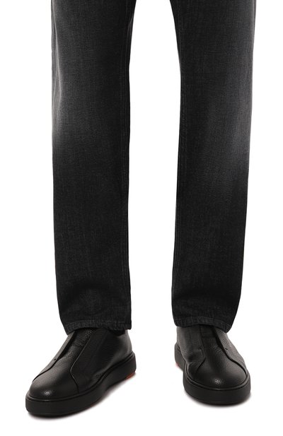 Кожаные кеды SANTONI черного цвета по цене 68300 руб., арт. MBCG21995NEAPLLD, фото 3 Кожаные кеды SANTONI, арт. MBCG21995NEAPLLD, фото 3