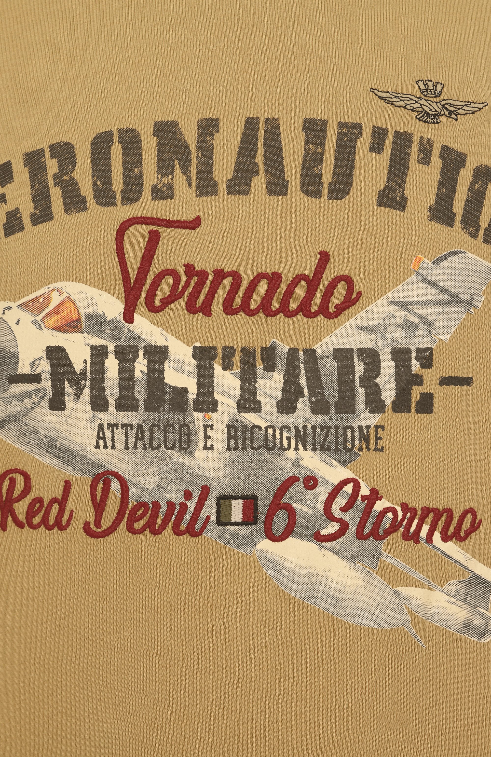 Хлопковая футболка AERONAUTICA MILITARE бежевого цвета по цене 6825 руб., арт. 251TS2406J641, фото 6 Хлопковая футболка AERONAUTICA MILITARE, арт. 251TS2406J641, фото 6