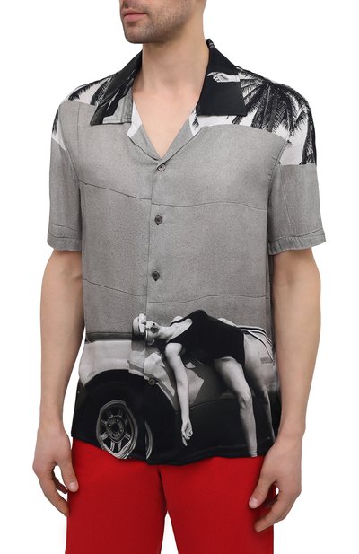 Рубашка из вискозы LIMITATO серого цвета по цене 38350 руб., арт. HEADING/SH0RT SLEEVE HIRT, фото 3 Рубашка из вискозы LIMITATO, арт. HEADING/SH0RT SLEEVE HIRT, фото 3