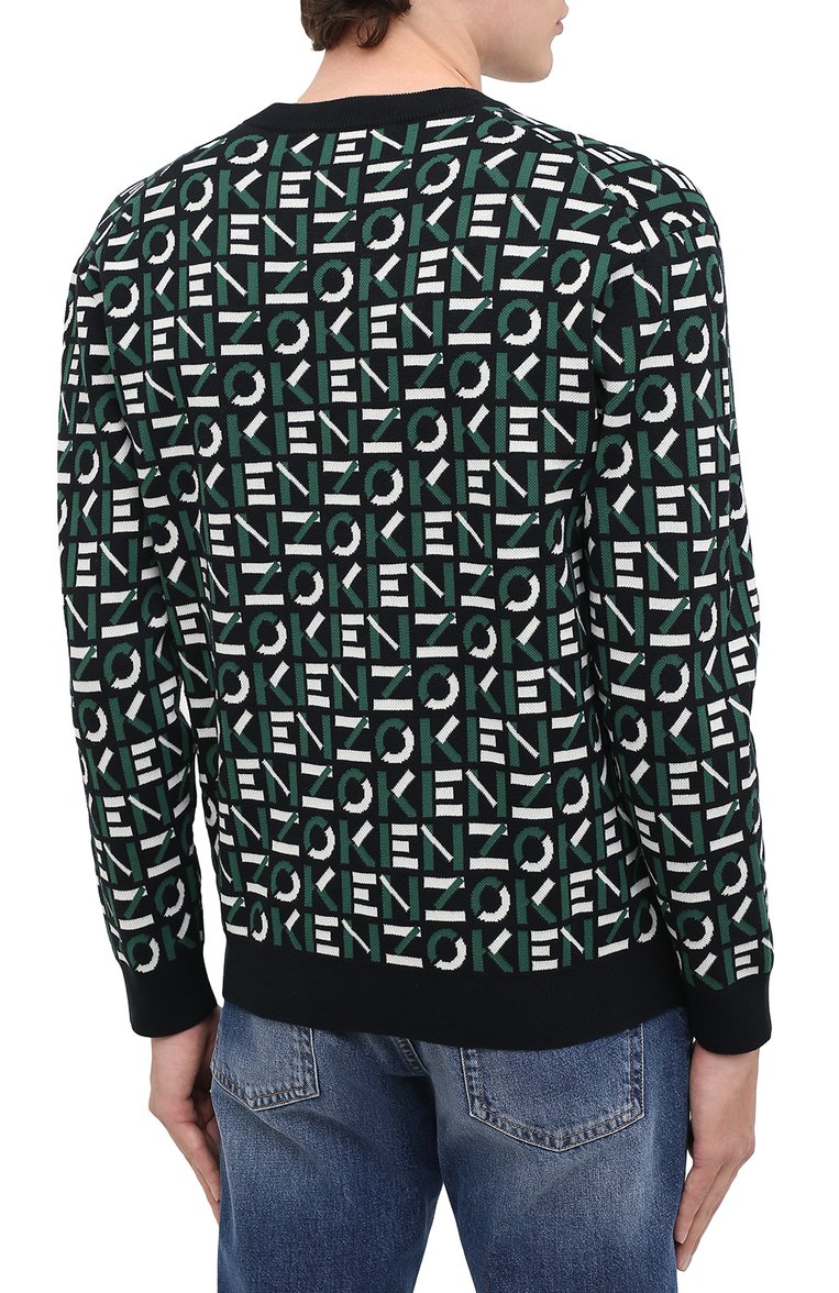 Мужской джемпер kenzo sport KENZO зеленого цвета, арт. FA65PU5313SC | Фото 4 (Материал внешний: Синтетический материал, Хлопок; Рукава: Длинные; Длина (для топов): Стандартные; Принт: С принтом; Мужское Кросс-КТ: Джемперы; Стили: Кэжуэл; Вырез: Круглый)