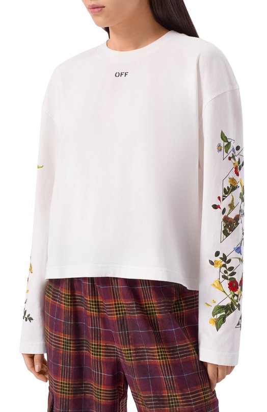 Хлопковый лонгслив Off-White 0WAB038F25JER001 Белый  0WAB038F25JER001 Фото 3