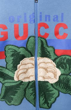 Детский хлопковая толстовка GUCCI голубого цвета, арт. 630584/XJCSM | Фото 3 (Рукава: Длинные; Девочки Кросс-КТ: Толстовка-одежда; Региональные ограничения белый список (Axapta Mercury): RU; Материал сплава: Проставлено; Материал внешний: Хлопок; Драгоценные камни: Проставлено; Ростовка одежда: 10 - 11 лет | 140 - 146см, 4 года | 104 см, 5 лет | 110 см, 6 лет | 116 см, 8 лет | 128 см)