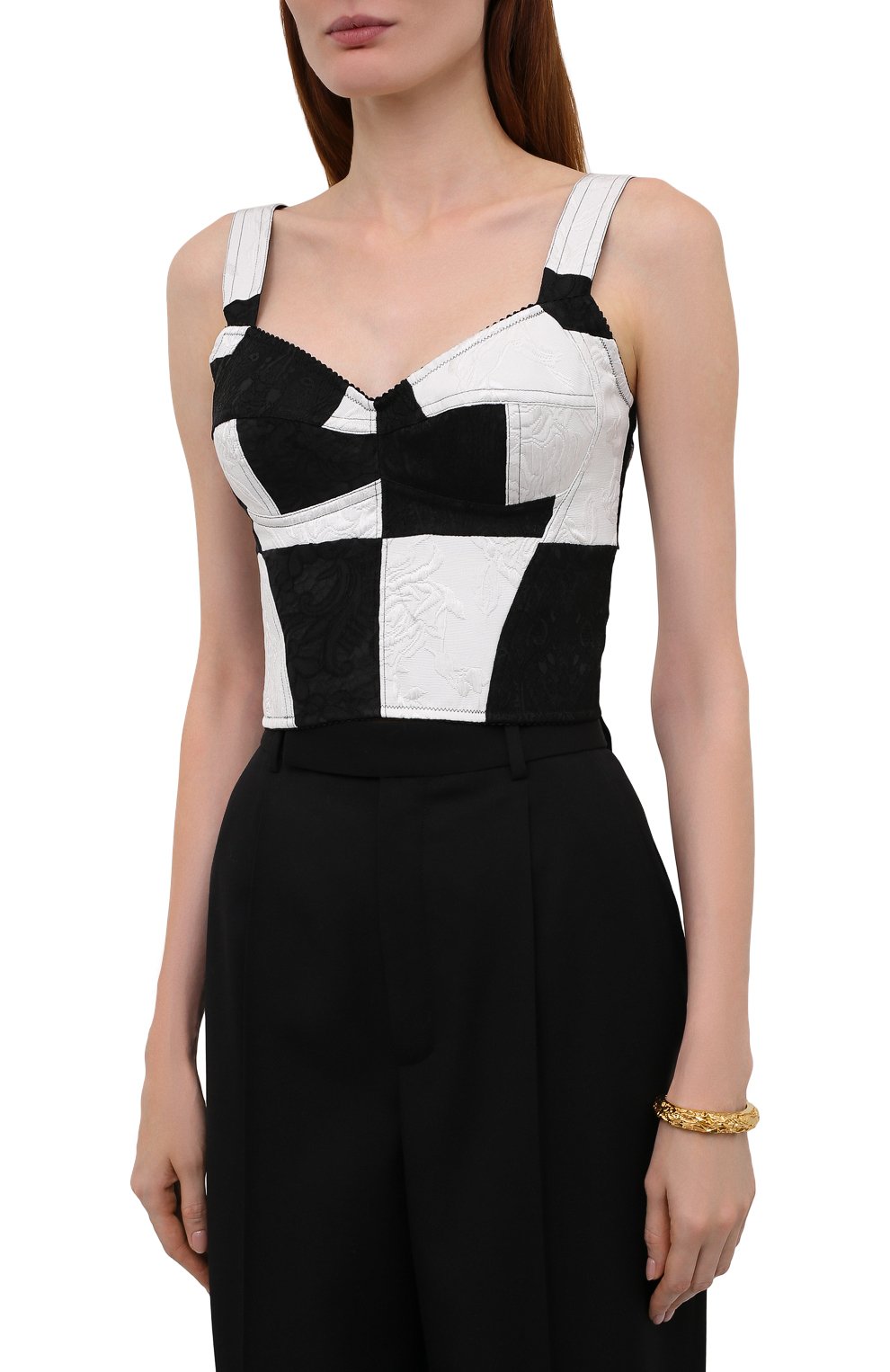 Топ-бюстье DOLCE & GABBANA черно-белого цвета по цене 93900 руб., арт. F7W98T/GDX76, фото 3 Топ-бюстье DOLCE & GABBANA, арт. F7W98T/GDX76, фото 3