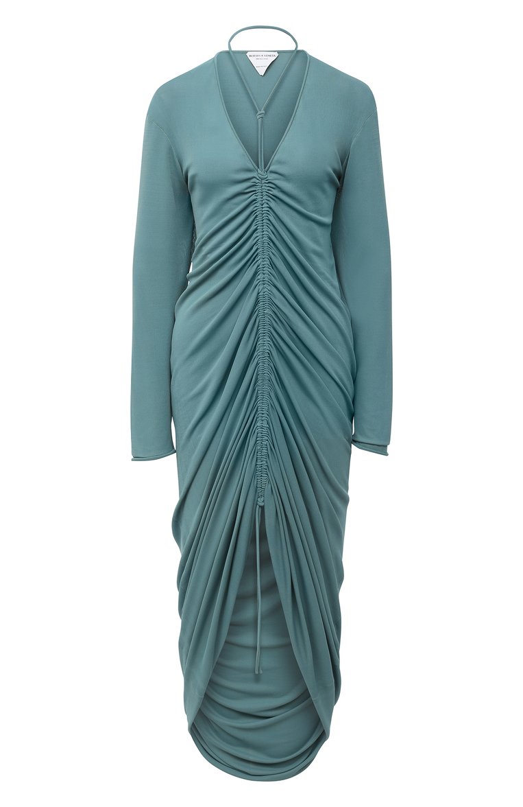 Женское платье из вискозы BOTTEGA VENETA голубого цвета, арт. 627163/VKW00 | Фото 1 (Рукава: Длинные; Женское Кросс-КТ: Платье-одежда; Случай: Вечерний; Материал внешний: Вискоза; Длина Ж (юбки, платья, шорты): Макси; Региональные ограничения белый список (Axapta Mercury): RU; Автоматизация состава: Проставлено; Автоматизация ТО: Проставлено)