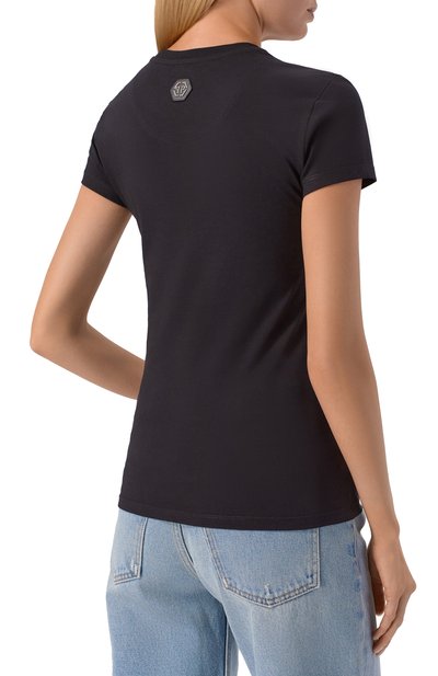 Хлопковая футболка с отделкой стразами PHILIPP PLEIN, арт. SAFC WTK3817 PJY002N, фото 4