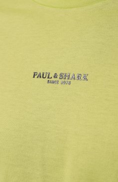 Мужская хлопковая футболка PAUL&SHARK салатового цвета, арт. 24411113 | Фото 5 (Принт: Без пр�инта; Рукава: Короткие; Длина (для топов): Стандартные; Материал сплава: Проставлено; Материал внешний: Хлопок; Драгоценные камни: Проставлено; Стили: Кэжуэл)