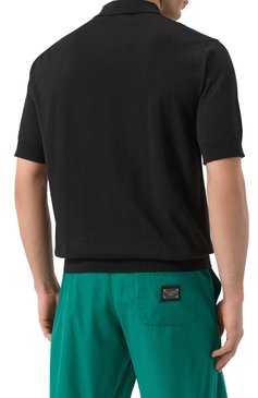 Мужское хлопковое поло DOLCE & GABBANA черного цвета, арт. GXZ02T/JBCE9 | Фото 4 (Рукава: Короткие; Драгоценные камни: Проставлено; Длина (для топов): Стандартные; Материал сплава: Проставлено; Принт: Без принта; Стили: Кэжуэл; Застежка: Пуговицы; Кросс-КТ: Трикотаж; Материал внешний: Хлопок)