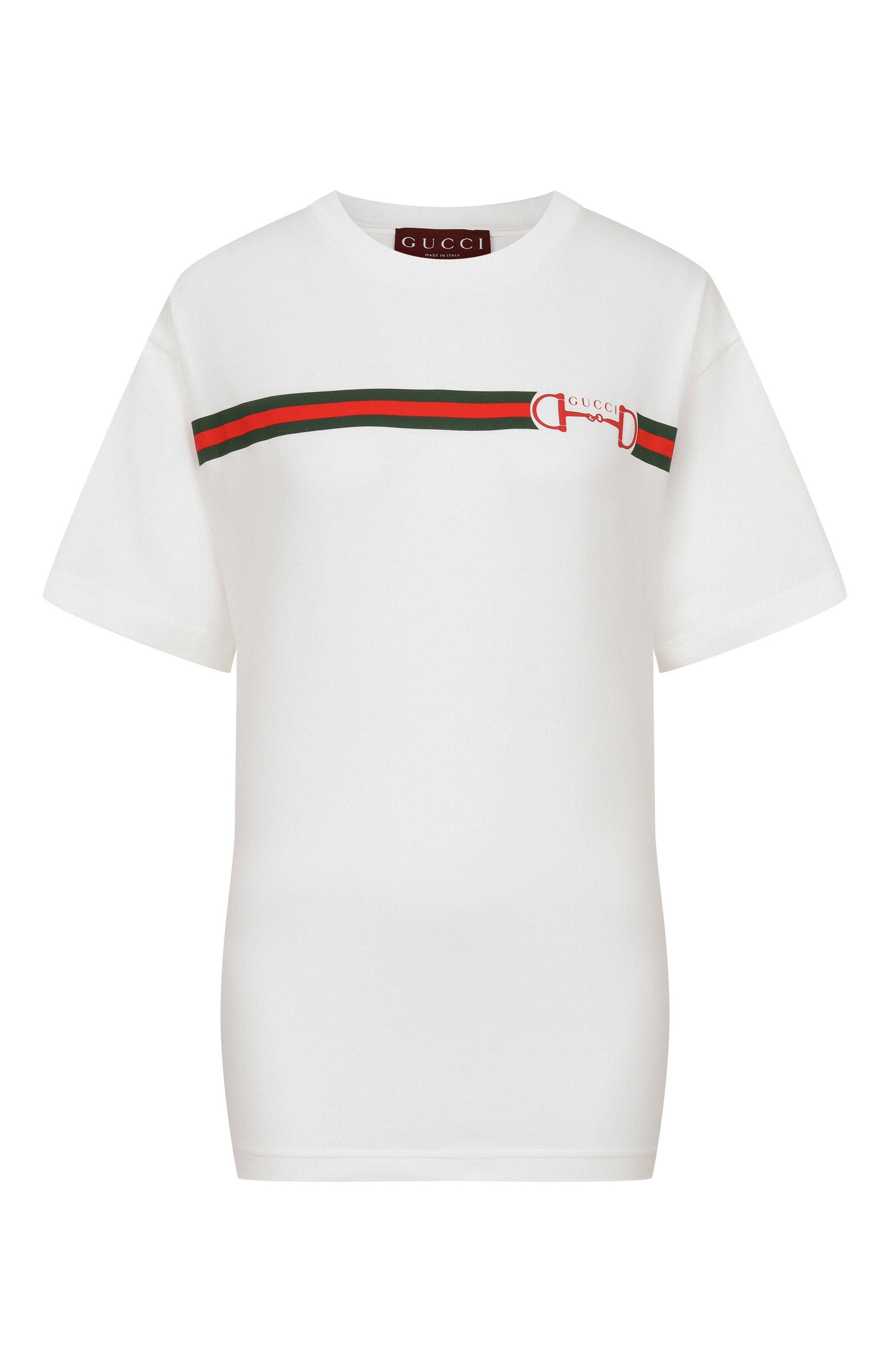 Хлопковая футболка GUCCI белого цвета по цене 86650 руб., арт. 837959/XJHM5, фото 1 Хлопковая футболка GUCCI, арт. 837959/XJHM5, фото 1