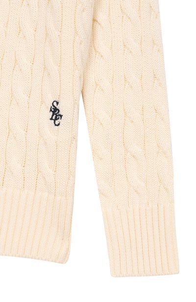 Хлопковый пуловер SPORTY AND RICH кремового цвета по цене 16350 руб., арт. WS09176302WH37, фото 3 Хлопковый пуловер SPORTY AND RICH, арт. WS09176302WH37, фото 3
