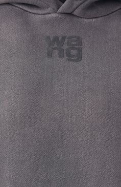 Женский хлопковое худи ALEXANDERWANG.T серого цвета, арт. 4CC3242108 | Фото 6 (Длина (для топов): Стандартные; Материал сплава: Проставлено; Рукава: Длинные; Драгоценные камни: Проставлено; Женское Кросс-КТ: Худи-одежда; Стили: Гранж; Материал внешний: Хлопок)