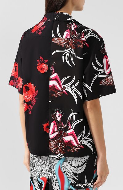 Хлопковая блуза с укороченным рукавом и принтом PRADA, арт. P433BU-1SGK-F0927, фото 4