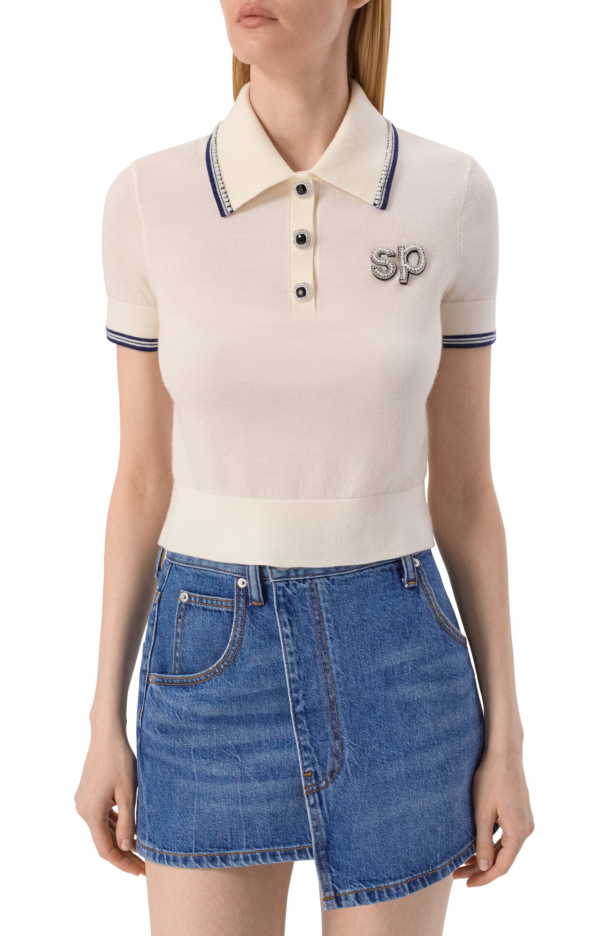 Шерстяное поло SELF-PORTRAIT, арт. SS25123TAC, фото 3