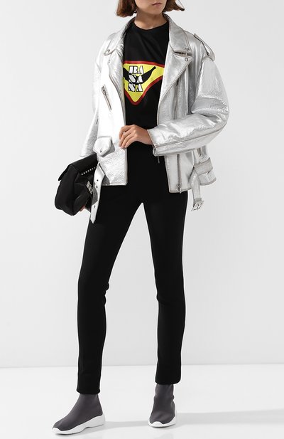 Однотонные брюки с эластичным поясом и логотипом бренда PRADA, арт. 32108I-1RXD-F0002, фото 2