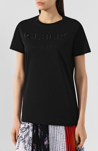 Хлопковая футболка ICEBERG черного цвета по цене 9950 руб., арт. 19I I2P0/F09A/6331, фото 3 Хлопковая футболка ICEBERG, арт. 19I I2P0/F09A/6331, фото 3