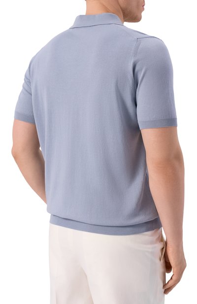 Хлопковое поло CANALI голубого цвета по цене 39950 руб., арт. C0454/MK00145, фото 4 Хлопковое поло CANALI, арт. C0454/MK00145, фото 4