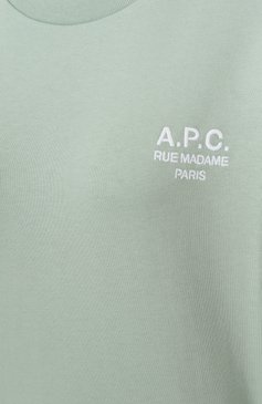 Женский хлопковый свитшот A.P.C. зеленого цвета, арт. C0HBN-F27915 | Фото 6 (Материал внешний: Хлопок; Рукава: Длинные; Длина (для топов): Стандартные; Женское Кросс-КТ: Свитшот-одежда; Стили: Спорт-шик)