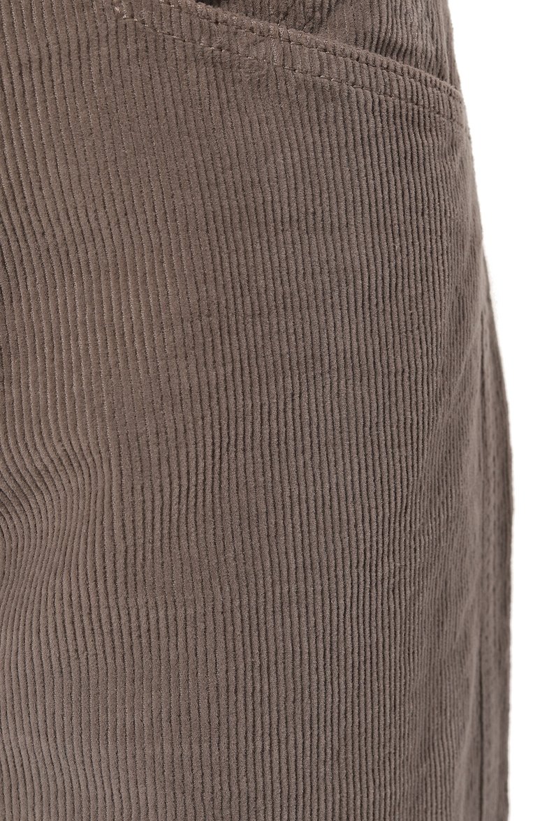 Женские вельветовые брюки KITON серого цвета, арт. DJ56109XC5054 | Фото 5 (Длина (брюки, джинсы): Стандартные; Материал внешний: Хлопок; Стили: Кэжуэл; Силуэт Ж (брюки и джинсы): Широкие; Женское Кросс-КТ: Брюки-одежда)