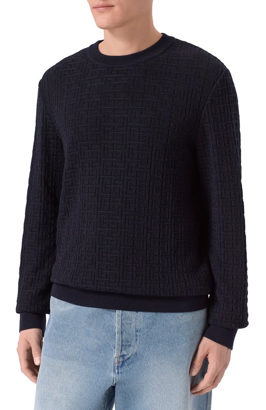 Джемпер из шерсти и льна Balmain GH1KD000/KI03 Синий  GH1KD000/KI03 Фото 3