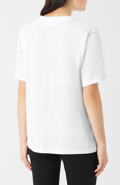 Однотонная хлопковая футболка с круглым вырезом VICTORIA, VICTORIA BECKHAM, арт. JYVV 072C PAW18 C0TT0N JERSEY, фото 4