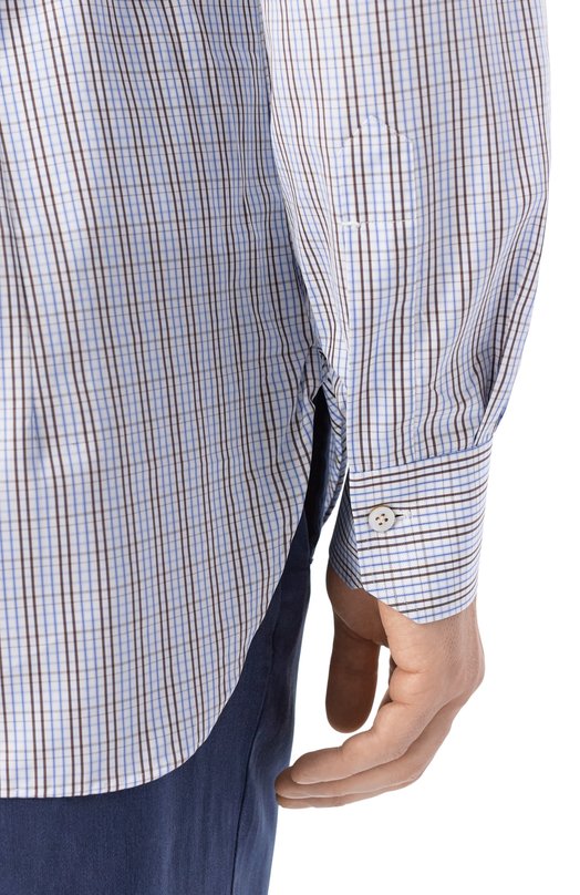 Хлопковая сорочка Kiton UCCH0948223 Голубой  UCCH0948223 Фото 5