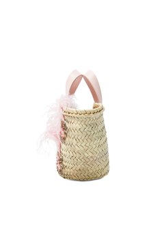 Женская сумка L'ALINGI светло-розового цвета, арт. FEATHER BASKET BAG/RATTAN | Фото 4 (Материал: Натуральная кожа, Растительное волокно; Материал сплава: Проставлено; Размер: large; Драгоценные камни: Проставлено; Сумки-технические: Сумки-шопперы)