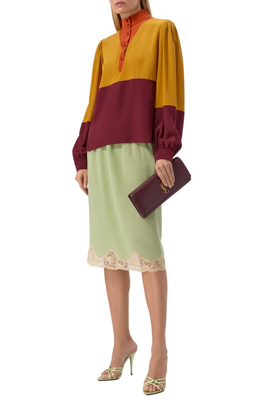 Шелковая юбка Saint Laurent 856886/Y100W Зелёный  856886/Y100W Фото 2