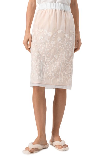 Шелковая юбка P.A.R.O.S.H. белого цвета по цене 52450 руб., арт. D621136, фото 3 Шелковая юбка P.A.R.O.S.H., арт. D621136, фото 3