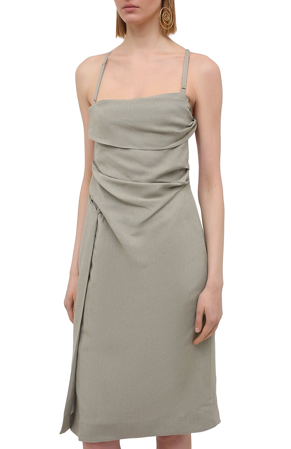 Платье из льна и вискозы JACQUEMUS, арт. 211DR14/111530, фото 3