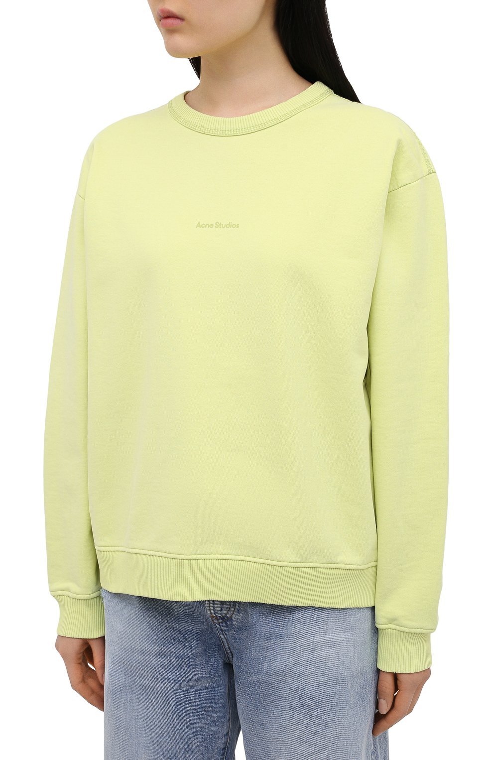 Хлопковый свитшот ACNE STUDIOS светло-зеленого цвета по цене 45600 руб., арт. AI0067, фото 3 Хлопковый свитшот ACNE STUDIOS, арт. AI0067, фото 3