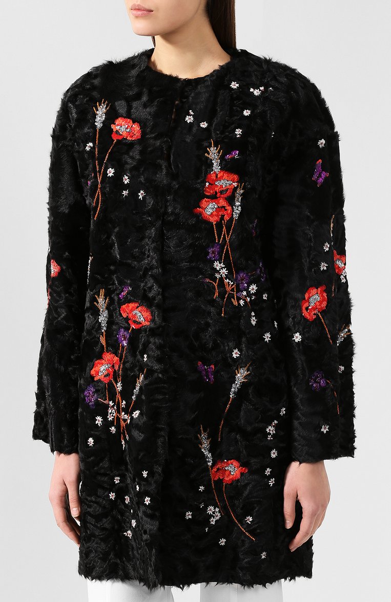 Женская шуба из овчины VALENTINO черного цвета, арт. RF3FA705CRF | Фото 3 (Материал внешний: Натуральный мех, Овчина; Рукава: Длинные; Статус проверки: Проверено, Проверена категория; Длина (верхняя одежда): До середины бедра; Материал подклада: Шелк; Женское Кросс-КТ: Мех; Кросс-КТ: Куртка)