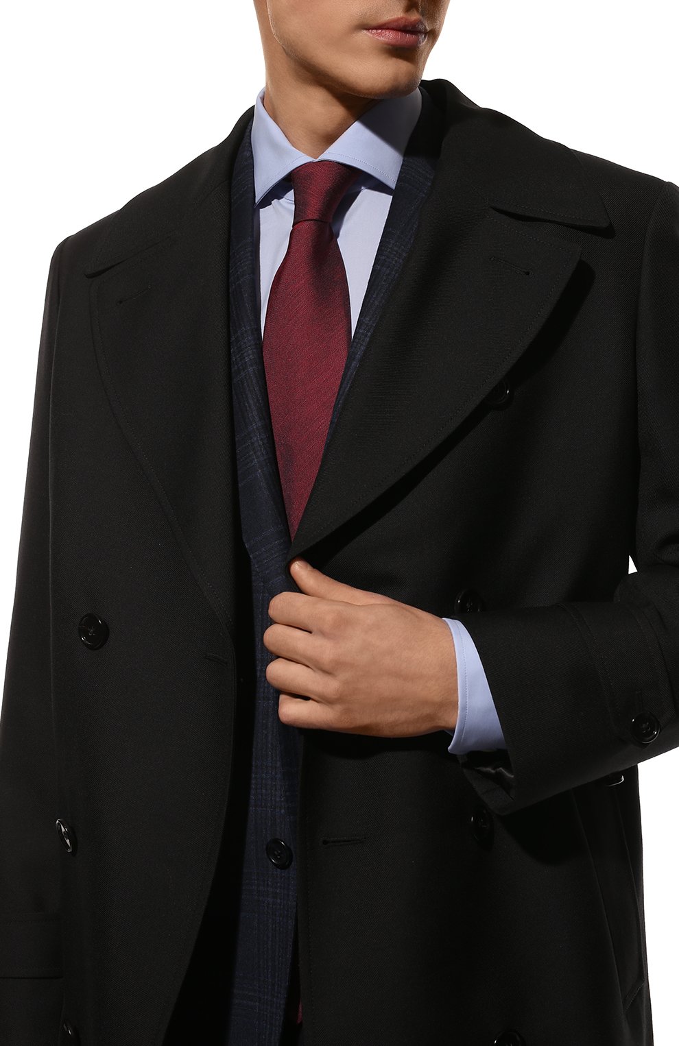 Галстук из шелка и льна BRIONI бордового цвета по цене 25350 руб., арт. 062I00/P1451, фото 2 Галстук из шелка и льна BRIONI, арт. 062I00/P1451, фото 2