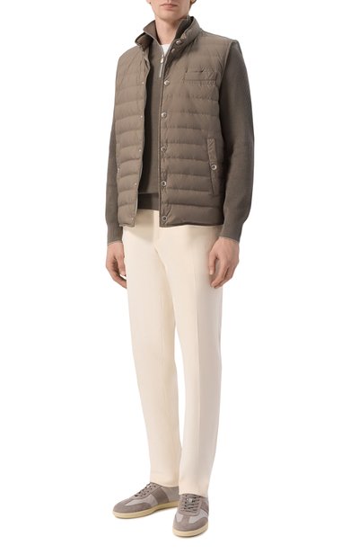 Хлопковый джемпер BRUNELLO CUCINELLI хаки цвета по цене 115000 руб., арт. M29400104, фото 2 Хлопковый джемпер BRUNELLO CUCINELLI, арт. M29400104, фото 2