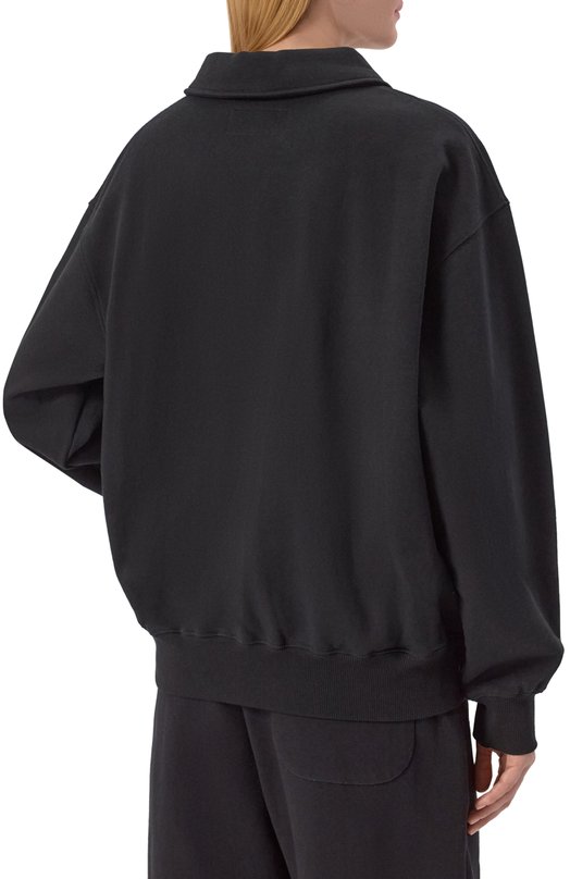 Хлопковый свитшот AECA WHITE AWCMFWBDTSSSO002C0.BLACK (S) Чёрный  AWCMFWBDTSSSO002C0.BLACK (S) Фото 4