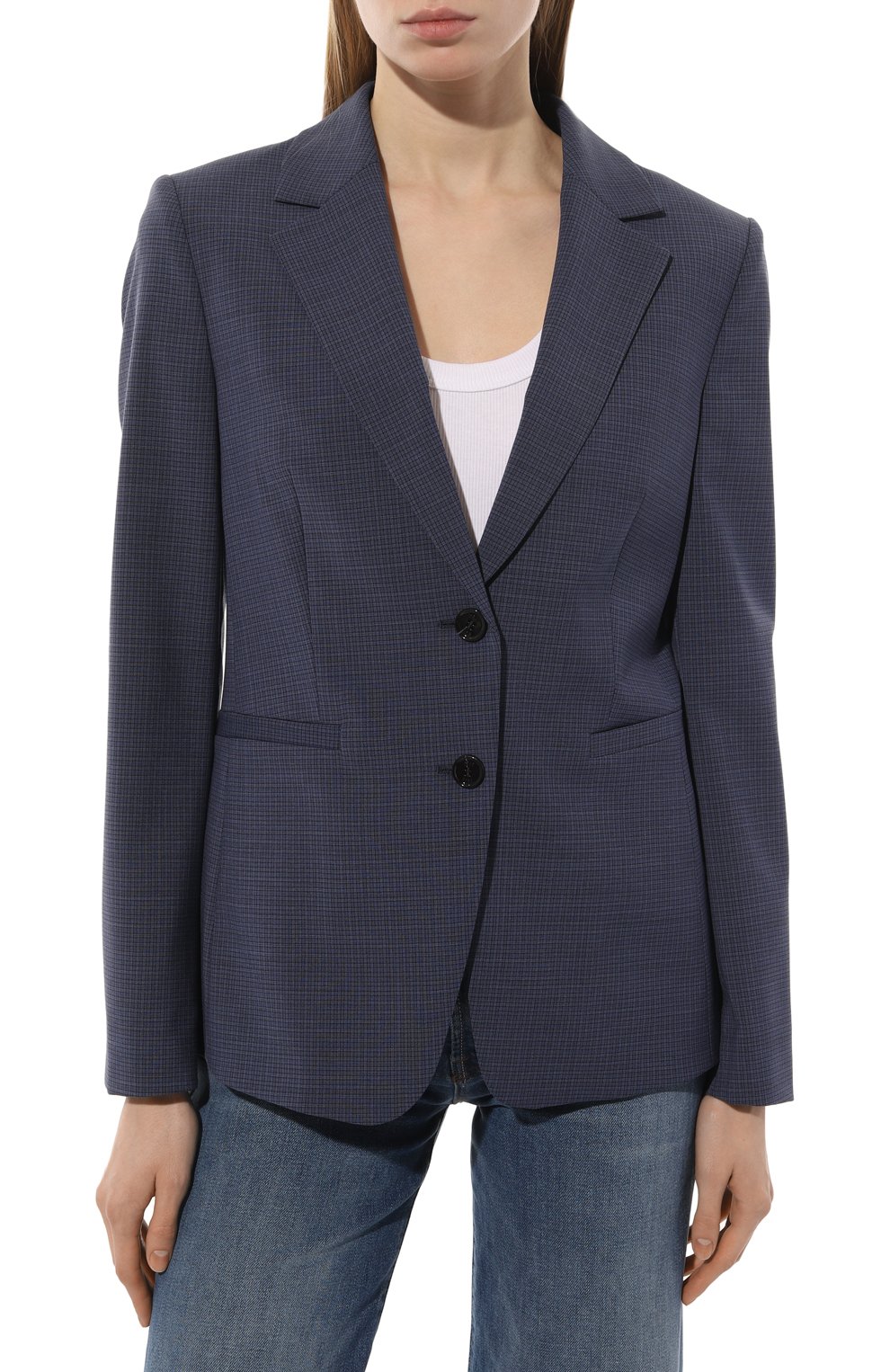 Шерстяной жакет BOSS темно-синего цвета по цене 39560 руб., арт. 50489634, фото 3 Шерстяной жакет BOSS, арт. 50489634, фото 3