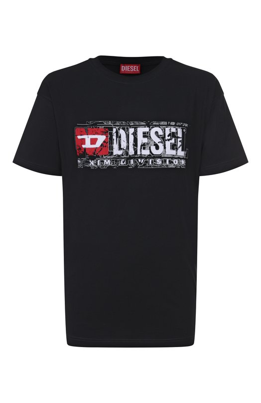 Хлопковая футболка Diesel A19436/0PLAT Чёрный A19436/0PLAT