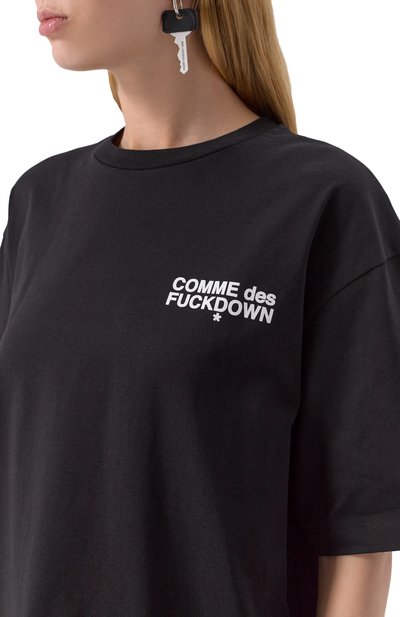 Хлопковая футболка COMME DES FUCKDOWN черного цвета по цене 9810 руб., арт. CFABW01318, фото 5 Хлопковая футболка COMME DES FUCKDOWN, арт. CFABW01318, фото 5