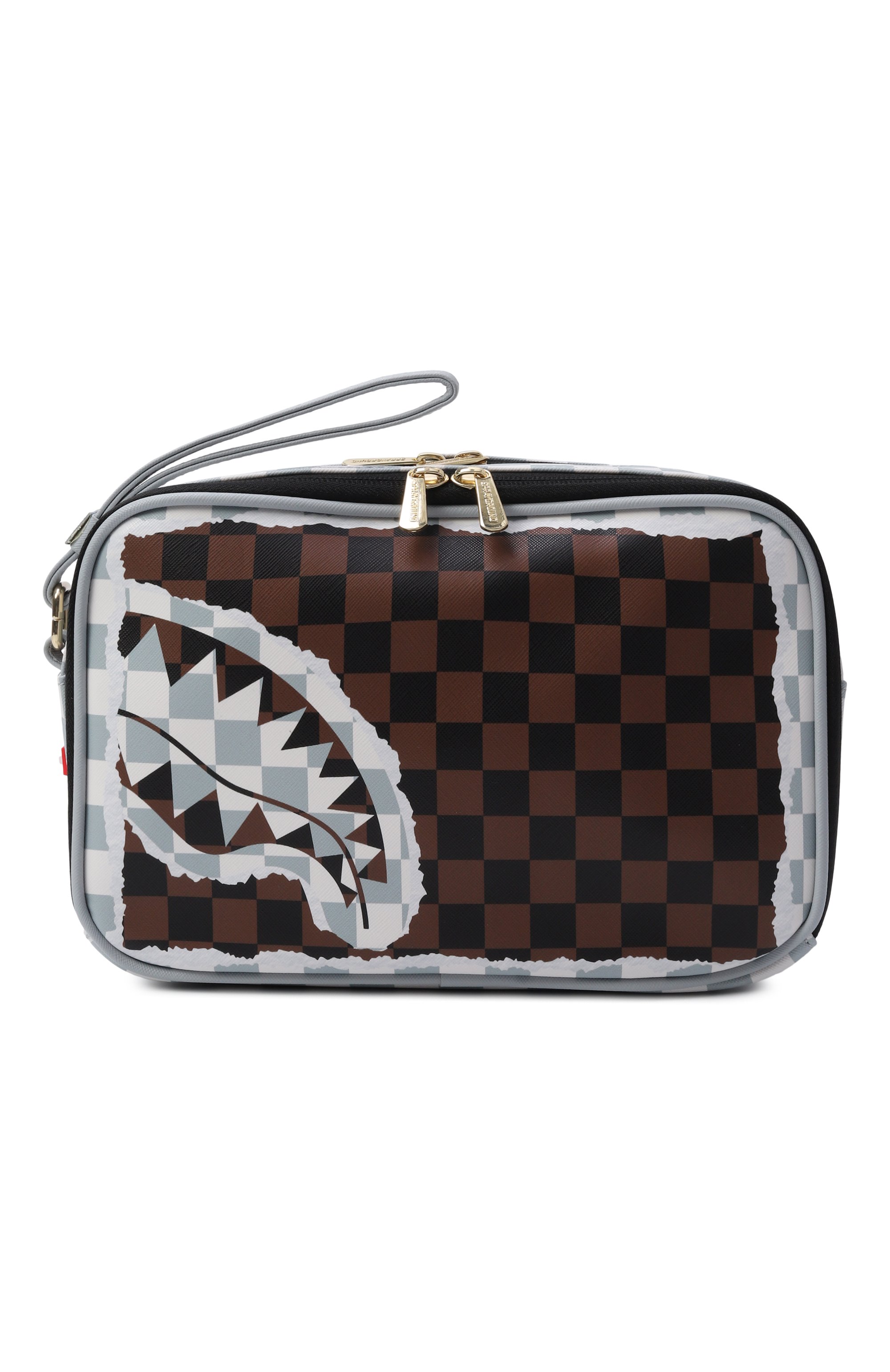 Косметичка tear check SPRAYGROUND светло-серого цвета по цене 10900 руб., арт. 910B8294NSZ/CREAM BR0WN TEAR CHECK T0ILETRY BAG, фото 1 Косметичка tear check SPRAYGROUND, арт. 910B8294NSZ/CREAM BR0WN TEAR CHECK T0ILETRY BAG, фото 1